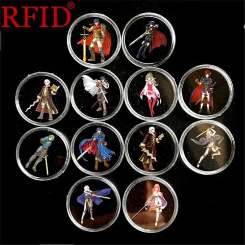 Full Set 12pcs Circular Fire Emblem NFC Game Cards Round Tags Data Collection Ntag215 Coin Cards NS Switch WiiU 3DS /3DS XL