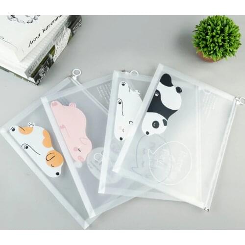 Simple and Transparent Cartoon Pencil Case Kawaii Pencil Bag Office School School Supplies Stationery