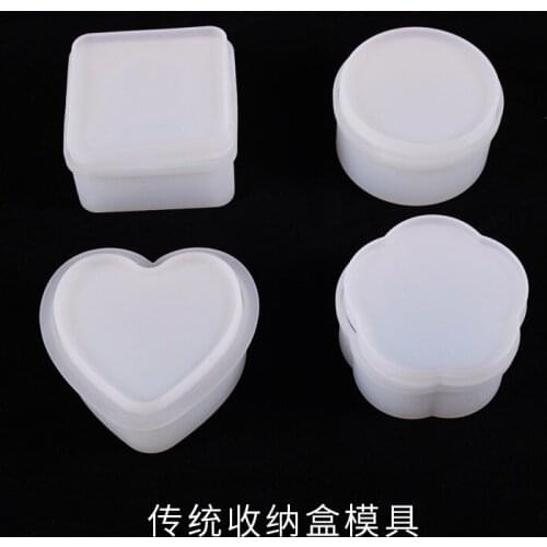 DIY Crystal Drop Mold Storage Box Peach Heart Round Table Storage Jewelry Box Silicone Mold Molds