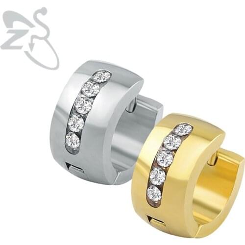 Crystal Earrings For Women Hoop Earring Brincos Rose Gold Oorbellen Stainless Steel Round Earring Piercing boucle d'oreille