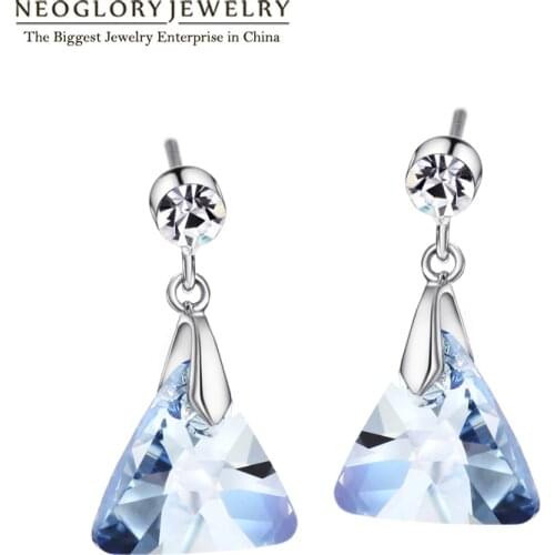 Neoglory Blue Authentic Austrian Crystal Charm Dangle Drop Earrings For Women Gifts Girl Friend Fashion Jewelry 2020 New JS9