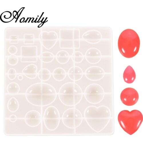 Aomily Love Heart Gem Silicone UV Resin Epoxy Mold Jewelry Molds DIY Jewelry Tools Crystal Diamond Molds Cake Mold Fondant Mold