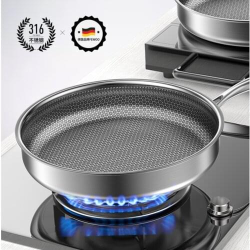 316stainless steel pan non-stick non-Coke non-coating household cooking frying pan nano titanium non-stick pan fried egg steak p