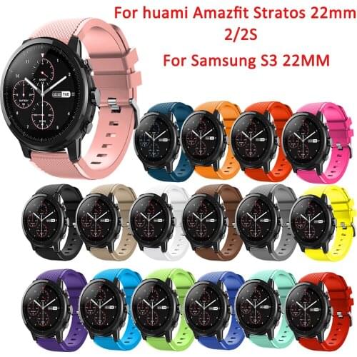 Sport Silicone strap band For Amazfit Stratos strap 22mm for Xiaomi Amazfit Pace 2S For Samsung S3 22mm 46mm Replacement straps
