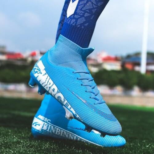 Outdoor Men Boys Soccer Shoes TF/FG Football Boots High Ankle Kids Cleats Training Sport Sneakers Size 35-44 Football Cleats