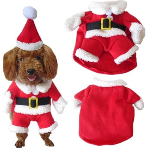 Pet Dog Christmas Clothes Santa Claus Dog Costume Winter Puppy Pet Cat Coat Jacket Dog Suit with Cap Warm Clothing For Dogs Cats