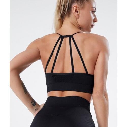 SVOKOR Women Bra Seamless Sexy Crop Tops Fitness Gym Sport Bra Hollow Breathable Push Up Bra Running Workout Top