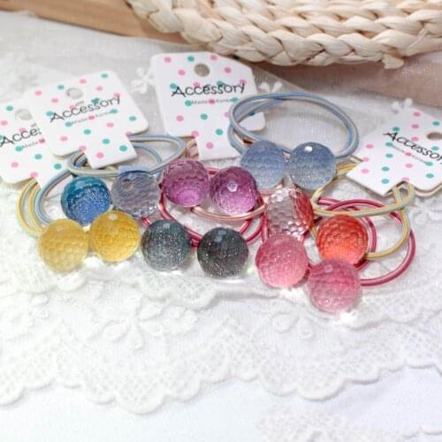 2pcs Transparent Bling Ball Elastic Hair Bands Clear Cut Surface Hair Ties Two-color Rubber Rope Ponytail Holder Girls Gum