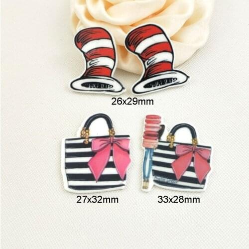 30pcs/50pcs cartoon bag plastic flat back planar resin,hat resin planar flatback cabochon for DIY Craft Supplies 1.2inch STK65