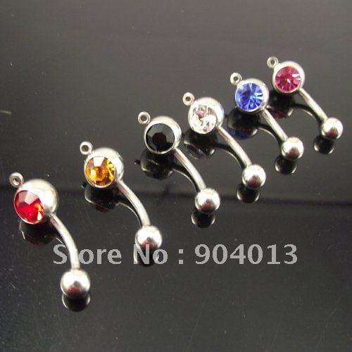 50pcs/lot Wholesale 14G belly ring add your own charm mixed color body Piercing jewelry navel Rings