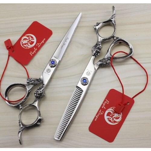 519# 6.0'' Best Brand Hairdressing Scissors Dragon Handle Diamante 440C Barbers Cutting Scissors Thinning Shears Hair Scissors