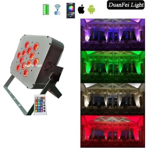 8pcs/lot 12x15w led par battery powered disco light led rgbwa wireless uplight dmx 512