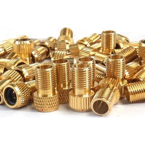 Bike Valve Adapter Caps Bike Tube Pump Air Compressor Tool Presta To Schrader Copper Bicycle French to American Wheel Gas Nozzle