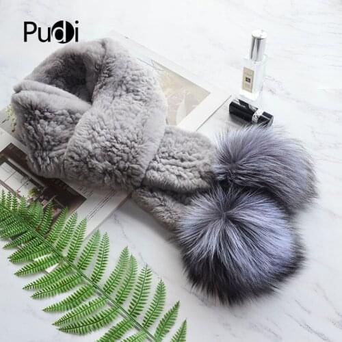 Aorice Women Real Fox Rabbit Fur Winter Warm Scarf Ring Brand New Genuine Silver Fox Fur Ball Scarves Rings SF844