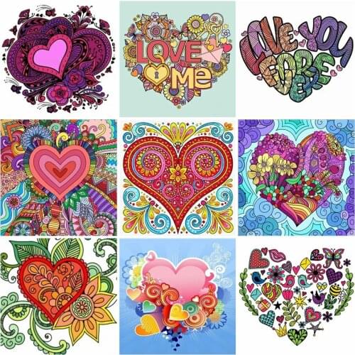 AZQSD Full Drill Diamond Painting Heart Cross Stitch Handmade Gift Diamond Embroidery Flower Mosaic Needlework Decor For Home