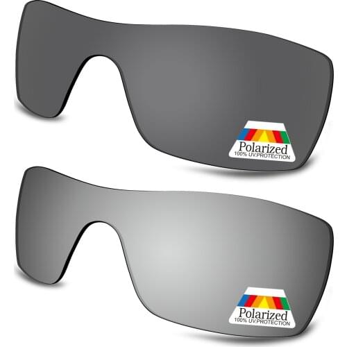 Bwake 2 Pieces Black & Silver Polarized Replacement Lenses for-Oakley Batwolf OO9101 Sunglasses Frame