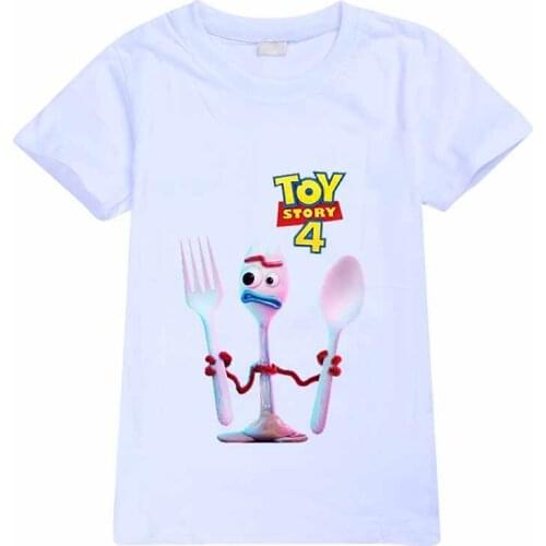 Disney Cartoon Child T Shirt Toy Story Spoon Printing Clothes Cute Anime Figures Clothing Boys Girls Toddler Tops Infant Tees
