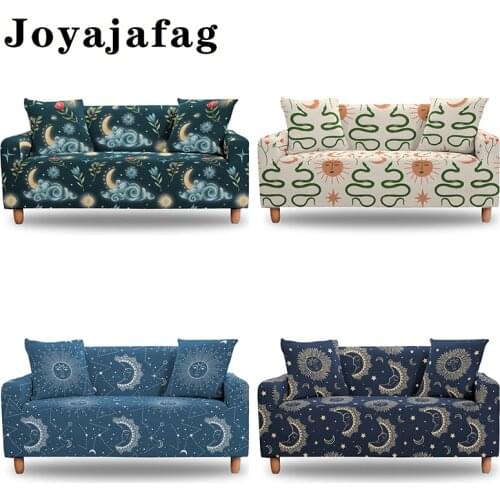 Joyajafag Sun And Moon Design Sofa Cover For Living Room Psychedelic Washable Stretch Couch Cover 1/2/3/4 Seater Slipcover