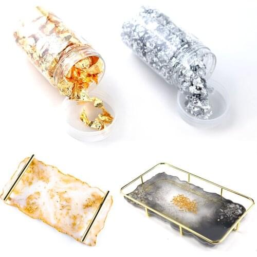 JF024 Luxury Shiny Gold Leaf Flake Golden Foil Fillings Confetti DIY Nail Art Paiting Materials For Jewelry Making Tools