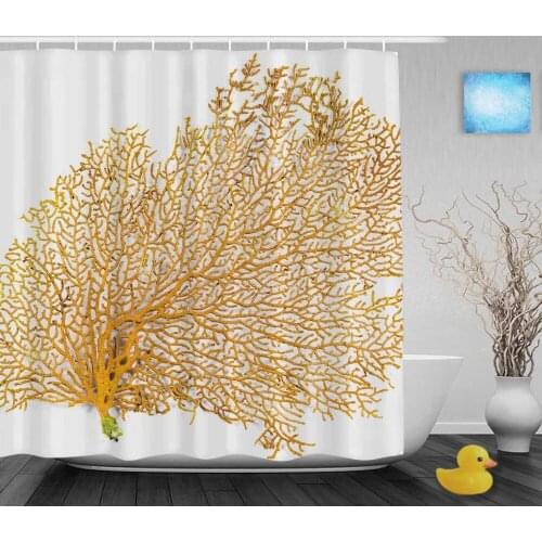 Red Sea Coral Decor Bathroom Shower Curtain Beautiful Marine Lifes Shower Curtains Waterproof Mildew Polyester Fabric With Hooks