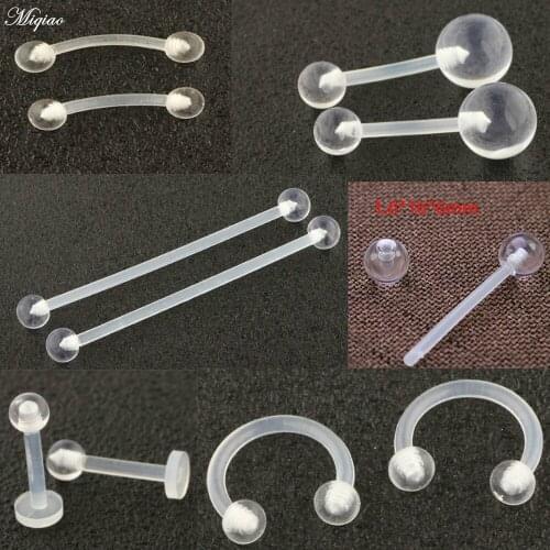 Miqiao Fashion Acrylic Transparent Navel Ring Eyebrow Tongue Barbell Nose Ring Body Piercing Jewelry