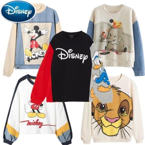 Disney Mickey Mouse Fashion Sweatshirt Donald Duck Print Cartoons The lion king Pullover Long Sleeve Women Harajuku Loose Top