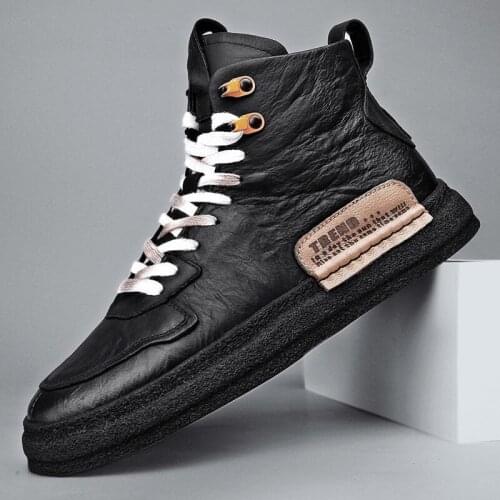 Men Shoes Winter Sneakers Medium-cut Boots Male Vintage Leather Handmade Boots Mens Sneakers Retro Frosty Boots Big Sizee44