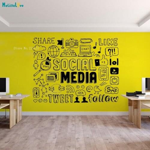 Large Size Social Media Office Wall Sticker Business Worker Decoration Exquisite Pattern Follow Share Murals YT2738