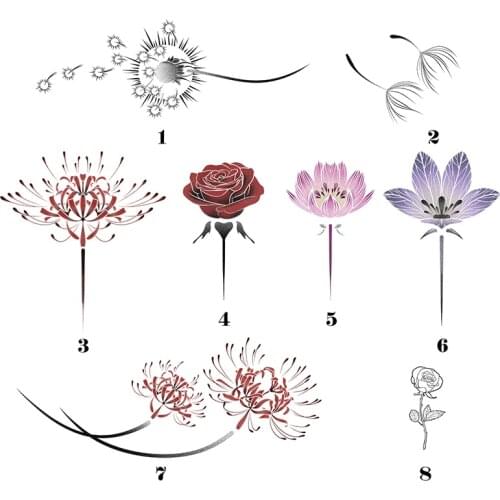 123MM×45MM Flower Value Combination Tattoo Sticker Waterproof Men and Women Long Lasting Dark Gothic