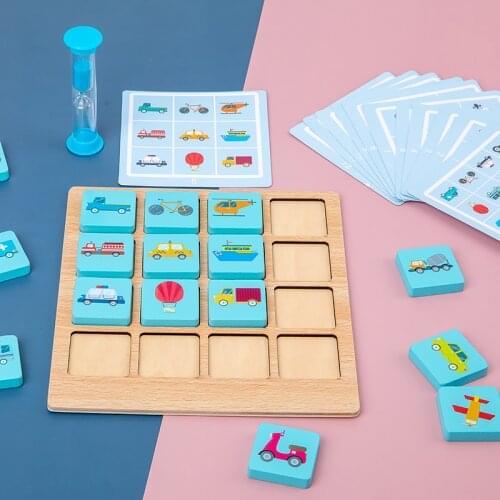 Baby Montessori Puzzle Board Game Instant Photo Memory Chess Child Brain Power Early Education Wooden Learning Toys Kids Gift