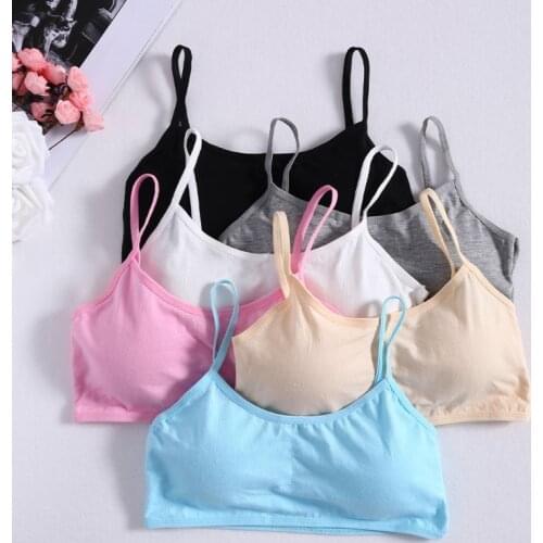 Young Girls Solid Soft Cotton Bra Puberty Teenage Breathable Underwear Kid Cloth
