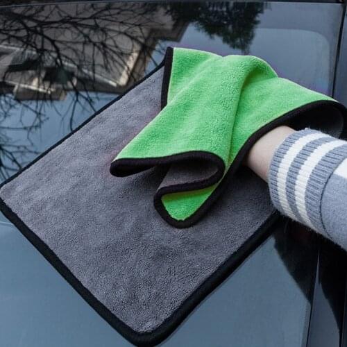 1Pc 30x30/40/60CM Car Wash Microfiber Towel Car Cleaning Drying Cloth Hemming Car Care Cloth Detailing Car Wash Green Towel 1Pcs