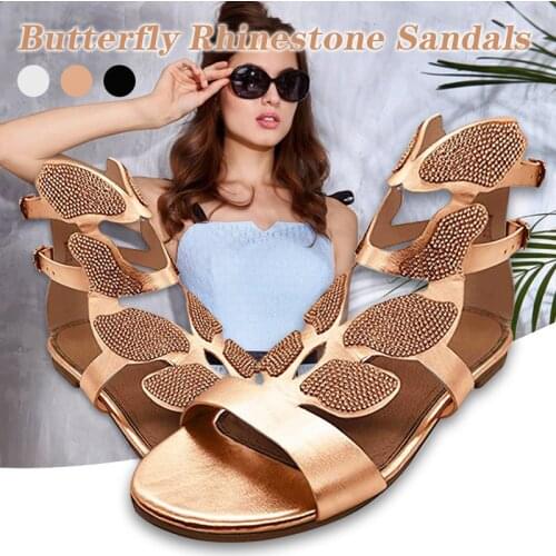 Rhinestone Strappy Summer Beach Shoes Butterfly-Shape Sandal for Women Brithday Wedding XIN-Shipping