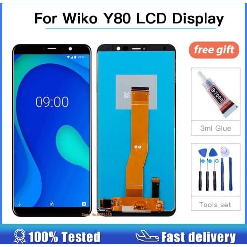 100% Tested Well For Wiko Y80 LCD Display + Touch Screen Digitizer Assembly Replacement lcd for Wiko Y80 5.99" with glue + tools