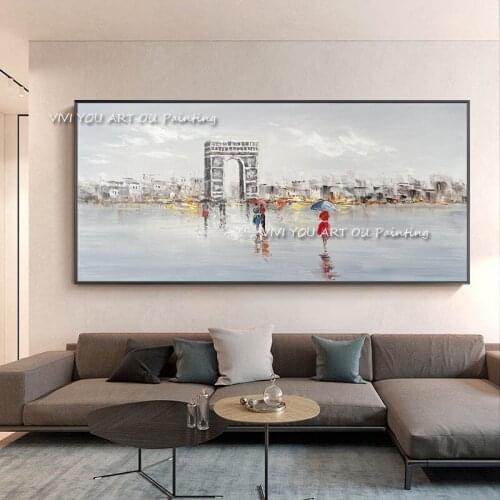 Modern 100% handmade Paris triumphal arch oil painting large size canvas for home decoration and wall art poster gallery