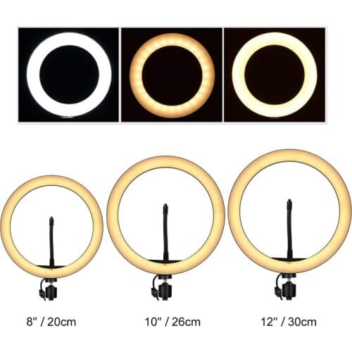 New 8"/10"/12" LED Ring Light Living Broadcast Selfie Fill Round Lamp Dimmable 3 Light Modes Selfie Fill Lamp For Phones