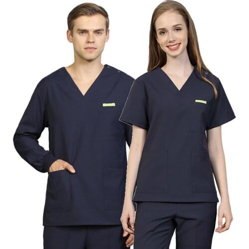 Black Navy Scrub Uniform Nurse Workwear V Neck High Quality Ultra Soft Top Pant Doctor Working Suit Uniforms 301