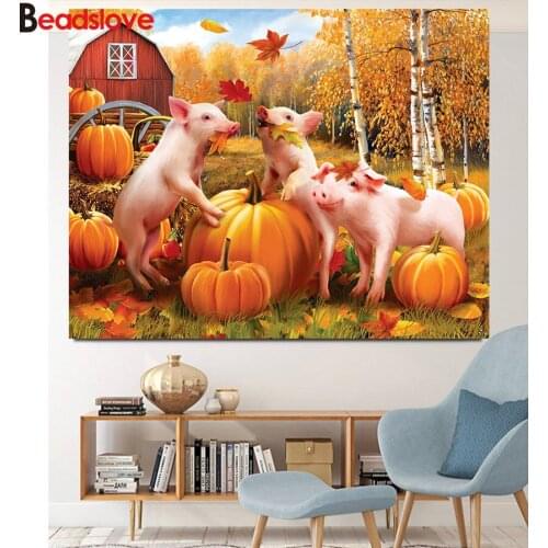 Humor funny pigs 5 d diy Diamond Painting cross stitch mosaic full square round diamond embroidery animals netherlands stlye