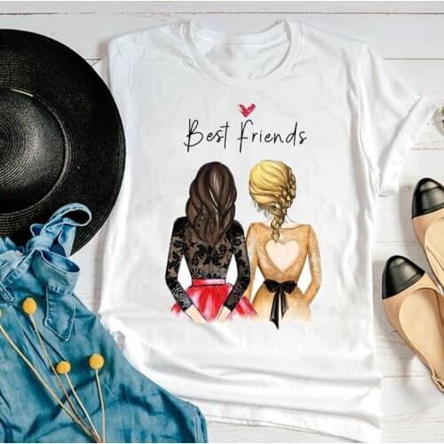 Women Graphic Friends Love Sister Fashion Printing Cartoon Short Sleeve Summer Print Female Clothes Tops Tees Tshirt T-Shirt