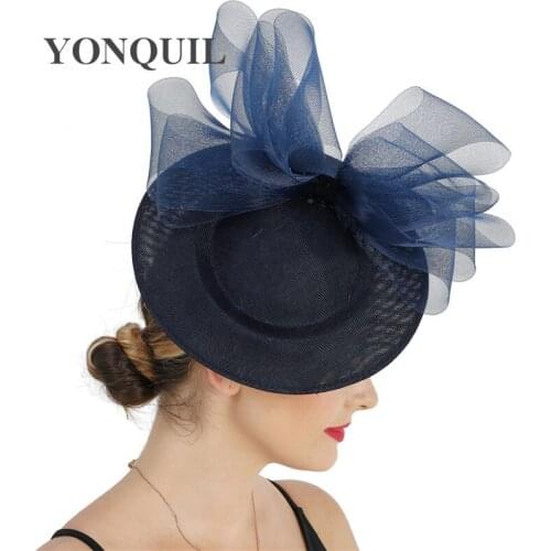 Women Mesh Topper Big Bow Fascinators Solid Black Hat Headband Hair Clip For Women Cocktail Tea Party Hat Wild Hair Accessory