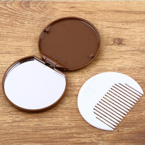 1pcs Cute Chocolate Cookie Shaped Fashion Design Makeup Mirror with 1 Comb Set