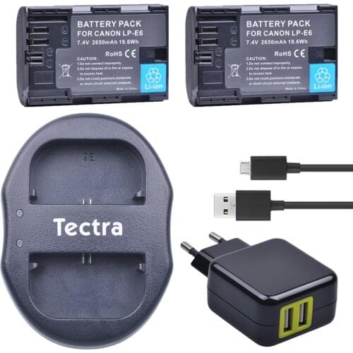 2Pcs Camera Baterry LP-E6 LP E6 LP-E6N +USB Dual Charger+AC Adapter for Canon EOS 5DS 5D Mark II Mark III 6D 7D 60D 60Da 70D 80D