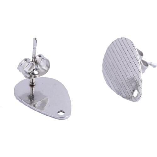 20pcs Stainless Steel Teardrop Stud Earring Post Connector Findings Diy Earrings Making Accessories