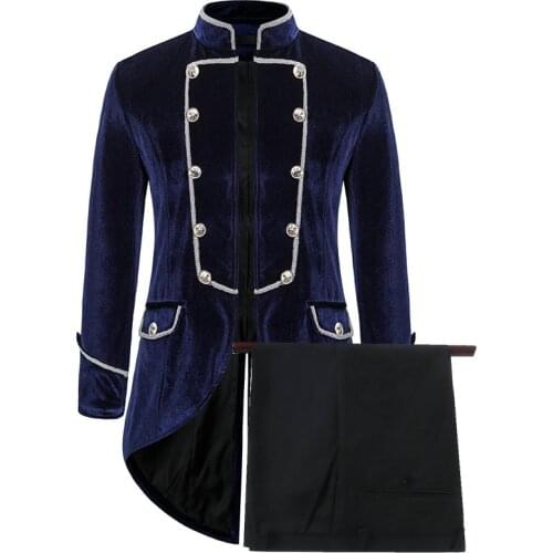 2021 Tailcoat Navy Blue Velvet Jacket Mens Suits Morning Design Dinner Party Suits For Wedding Groom Tuxedos Bridegroom Blazer