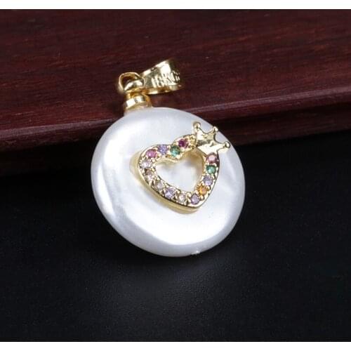 3 pcs/lot rainbow cz crystal paved tiny gold heart charm pearl bead pendant charms for women earring choker jewelry diy making