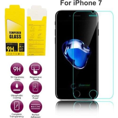300pcs/lot Ultra thin premium tempered glass screen protector 0.3mm 9H protective glass films for iphone7 7plus