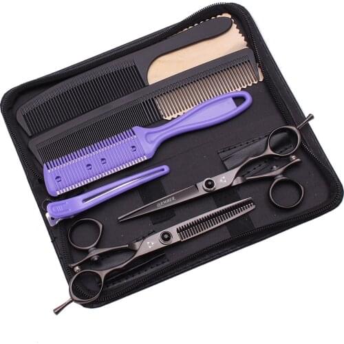 5.5 6.0 Professional Barber Scissors 440C Hairdressing Scissors Hair Thinning Shears Salon Hair Cutting Scissors Set 9019Hei K-A