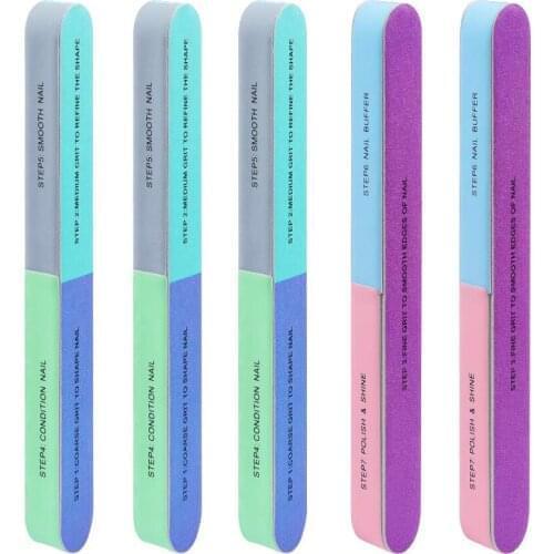 5pcs 7 Way Nail Files and Buffers Blocks UV Gel Professional Nail File Sanding Sponge for Manicure Pedicure Accessories DIY Tool