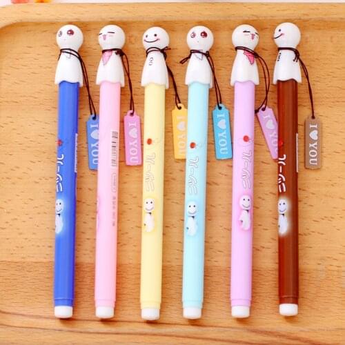 6 pcs/Lot Cartoon Sunny Doll Signature pen 0.5mm ballpoint black ink gel pens Office School supplies Caneta escolar EB272