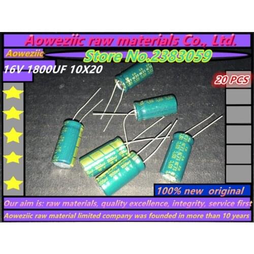 Aoweziic 20 PCS 16V 1800UF 10X20 high frequency low resistance electrolytic capacitor 1800UF 16V 10*20